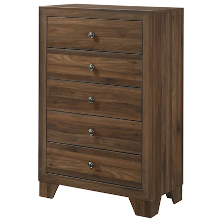Contemporary 5-Drawer Chest with Metal Hardware